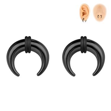 Imagem de 6ixGosh 00G-16G Pincher de septo, anéis de septo de aço inoxidável, piercings de septo, formato C, expansor de orelha para alongamento, furado, dourado/preto/prata, Aço inoxidável, Sem Pedra Preciosa