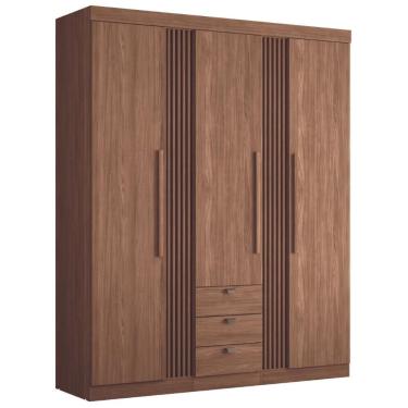 Imagem de Guarda Roupa Solteiro 3 Portas Ripado Lens Jatobá