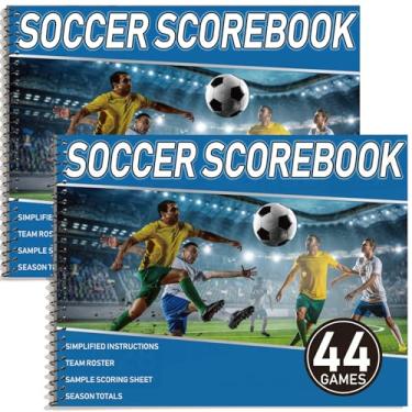 Imagem de AmazingSpark 2 peças de pontuação de futebol, livro de registro de pontuação de futebol de 88 jogos, 28 x 21 cm, folhas de rastreador de estatísticas para treinadores, jogadores, pontuadores