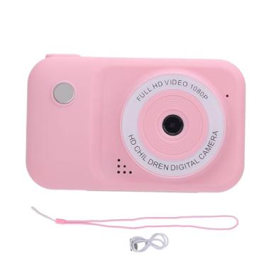 Imagem de Câmera de vídeo digital 3MP HD Lente dupla AutoFocus Compact Portable Câmera fofa com tela de 2 polegadas MP3 para crianças presentes de aniversário para crianças (Rosa)