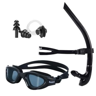 Imagem de Focevi Conjunto De Snorkel Para Natação Volta, Inclui Snorkel, Óculos Proteção, Clipes Nasais E Protetores Auriculares, Treinamento Frontal Adultos/Crianças/Jovens, Tubo Montagem Central Nadador