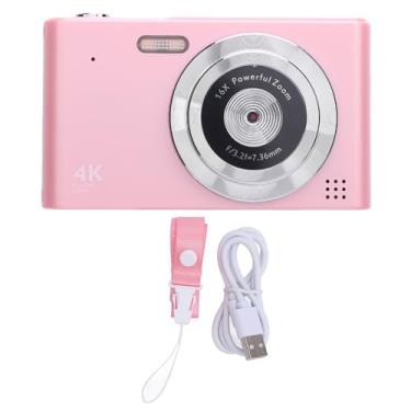 Imagem de Câmera digital Câmera de viagem com compacta de 48mp 4K 48MP com tela IPS de 2,4 polegadas IPS Anti Shake de gravação de vídeo Flash para fotografia ao ar livre (Rosa)