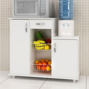 Imagem de Armário de Cozinha para Forno com Fruteira 2 Portas 1 Gaveta Isla Branco New - Pnr Móveis