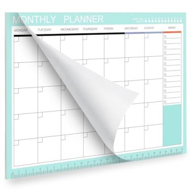 Imagem de Phyxin Agenda mensal sem data, calendário em branco de 54 folhas com memorando, calendário mensal de 28,4 x 21 cm, bloco de planejamento rasgável para casa, escritório, escola, verde