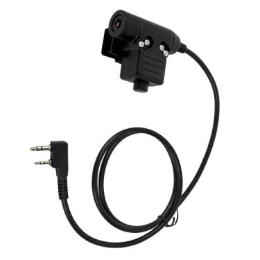 Imagem de Pdflie Adaptador de fone de ouvido 7.0 NATO US 2 pinos K1 U94 PTT Invisio Tactical compatível com Baofeng Kenwood Peltor (preto, com fio militar)