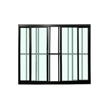 Imagem de Janela de Correr 4 Folhas com Grade 120 X 120 Linha Esmeralda – Alumínio Preto com Vidro Liso 3mm - Lumineziri Esquadrias