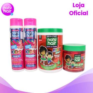 Imagem de Kit S.O.S Kids com Creme para pentear Melancia 1kg + Gelatina Melancia