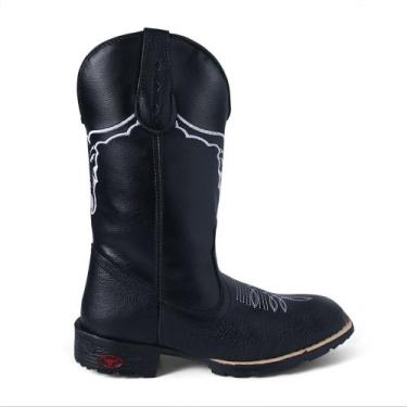 Imagem de Bota Botina Texana Country Unissex Cara do boi Branca  Desenhada - Sel