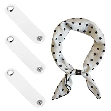Imagem de 5 peças de clipes de couro com fecho de cachecol, cor sólida, bandana, anel, fivela, multiuso, etiquetas de bagagem, etiqueta de nome, acessórios de roupas, Branco, tamanho �nico