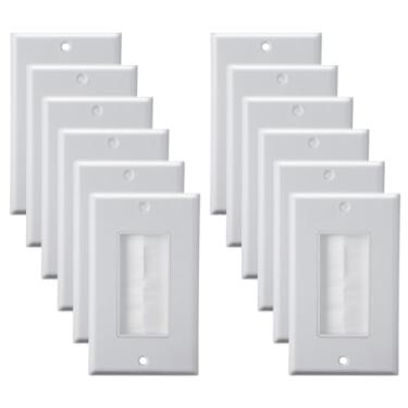 Imagem de SHUESS Pacote Com 12 Escovas Para Parede, Inserção De Passagem Cabos Brancos Fios, Alça Acesso Única, Soquete Hdtv, Sistemas Home Theater