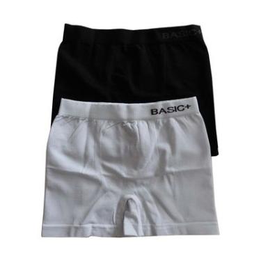 Imagem de Kit Cuecas Boxer Infantil 2 Peças Preto e Branco Tamanho 10 - Basic+