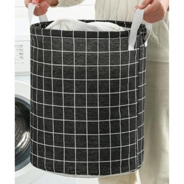 Imagem de CESTO ORGANIZADOR MULTIUSO DOBRAVEL PROVA D'ÁGUA P/ROUPA SUJA BRINQUEDOS(Preto xadrez)