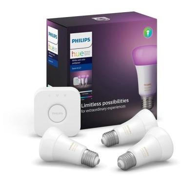 Imagem de Philips Hue Kit Casa Inteligente 3 Lâmpadas E27+bridge 220v