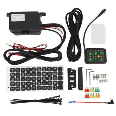 Imagem de aqxreight 6 Gang 12V DC Switch Painel Dimmable Alumínio Shell 720W 60A LED Light Bar Circuito Caixa de Controle para Carro Caminhão Barco UTV ATV Off Road Veículo Motocicleta (luz verde)