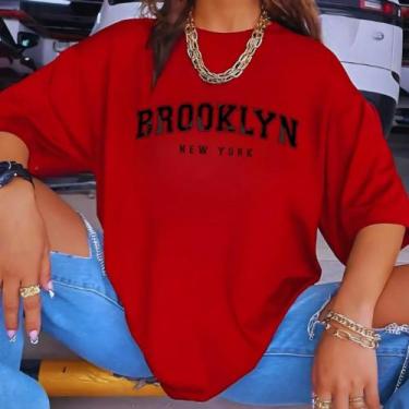 Imagem de Camiseta T-Shirt Feminina Brooklyn Moderna Streetwear Elegante 100% Al