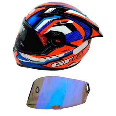 Imagem de GTRacing Bolt Vermelho Com Azul e Branco FW3 + Viseira Revo FW3, 58