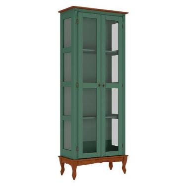 Imagem de Cristaleira de Vidro e Madeira Antique com 2 Portas e Pés Luiz XV - 20