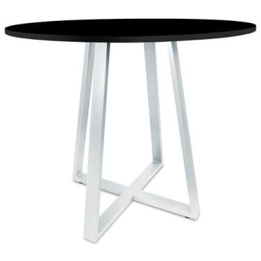 Imagem de Mesa De Jantar Para Cozinha Em aço Estilo Industrial Gizé Tampo Redond