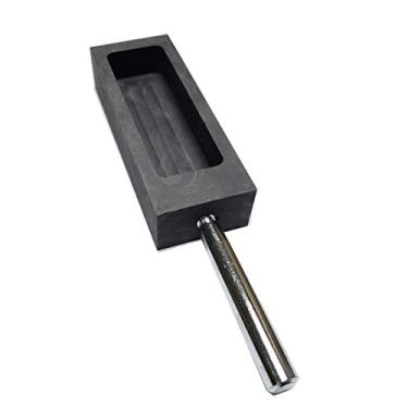 Imagem de LLF Cadinho de molde de lingote de grafite prateado dourado para refinação de fundição de fundição com barra de metal (1 kg)