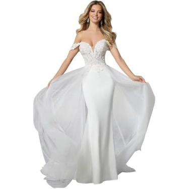 Imagem de Vestido De Noiva Manga Comprida Com Decote Em V Escritório Civil Moda Nupcial Vestidos De Noiva, Ivory 22, 42