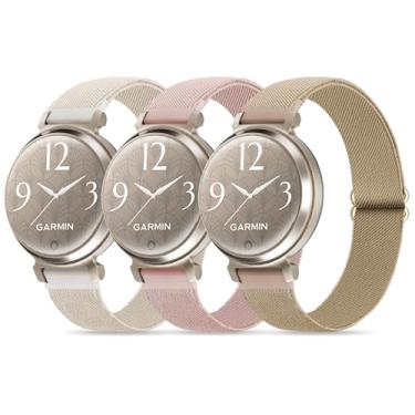 Imagem de Conidido Pacote com 3 pulseiras de nylon compatíveis com Garmin Lily 2, pulseiras elásticas de nylon de 14 mm, pulseira ajustável de liberação rápida para relógio inteligente Lily 2 Classic/Active