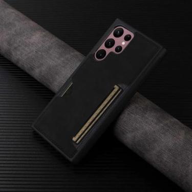 Imagem de MVVKKY Capa de couro retrô com porta-cartões para Galaxy A24 4G (A25 5G) (para Galaxy A24 4G (A25 5G/preto))