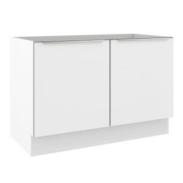 Imagem de Balcão Gabinete De Pia 120 Cm 2 Portas Branco/Branco Veludo
