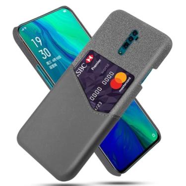 Imagem de Capa para OPPO Reno 10X Zoom,Anti-deslizamento,Proteção contra quedas de 360°,Resistência à impressão digital,Tela e caso de couro PU com 1 slot de cartão atrás-Gray