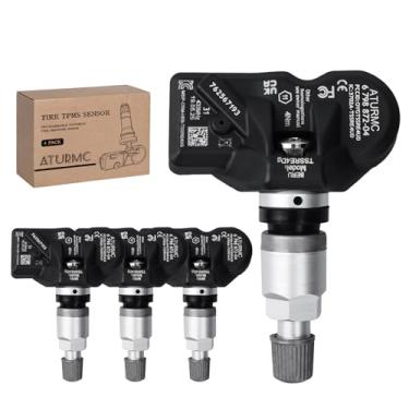 Imagem de ATURMC 4 pacotes TPMS Sensor Sistema de monitoramento de pressão de pneu 433 MHz Sensor compatível com BMW Rolls Royce MINI Ferrari substitui 36106890964 F11001648001B 36106798872