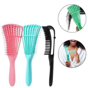 Imagem de Kit 3 Escovas Polvo Cabelo Crespo e Cacheado Cores Sortidas - RTS MART