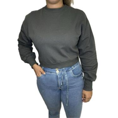 Imagem de Blusa Feminina Lunender Moletom Básica Cropped - 00083-Feminino