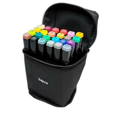 Imagem de Kit Canetinha 24 Unidades Estojo Escolar E Profissional - Relet