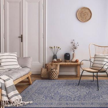 Imagem de Tapete Sisalis Para Área Interna E Externa – Jolitex - Clássic Azul-Marfim - 150x200cm