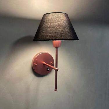 Imagem de Arandela de Parede com Interruptor Rose Gold Com Cúpula Algodão Preta 