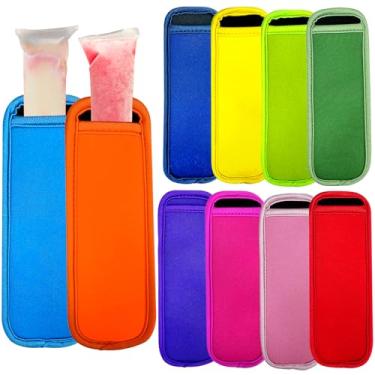 Imagem de AMUSEPROFI Pacote Com 10 Porta-Picolés Reutilizáveis, Mangas Para Picolés, Capa Protetora Anticongelante Freezer, Manga Isolante De Neoprene Lavável, Padrões - 4