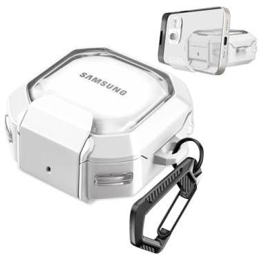 Imagem de Capa transparente de bloqueio seguro para Samsung Galaxy Buds FE/2 Pro/Live, capa rígida de TPU Galaxy Buds Live acessórios com chaveiro que funciona como um suporte de telefone