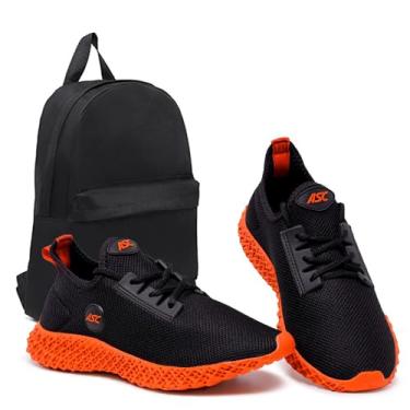 Imagem de Tênis Masculino Ascension Preto + Mochila Básica – Leve, Confortável e Ideal para Caminhada, Academia e Uso Diário (Laranja, BR, Adulto, Numérico, 40)