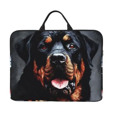 Imagem de Capa para laptop Cool Rottweiler Dog Art 14 polegadas bolsa de transporte para computador à prova de choque capa protetora para notebook bolsa portátil para laptop bolsa à prova d'água para homens e