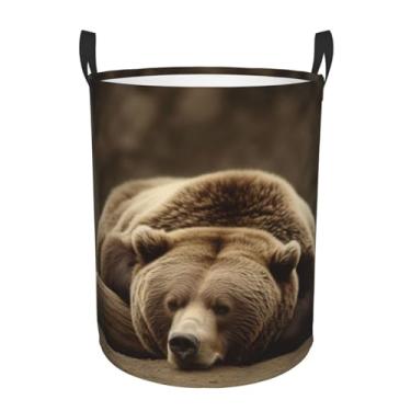 Imagem de Bear Sleep Cesta de roupa suja dobrável à prova d'água cesto de armazenamento de roupas com alças Oxford pano organizador de brinquedos cesta para banheiro, lavanderia, quarto, médio