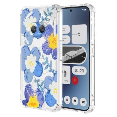 Imagem de RRXSYXL Capa For Nothing Phone 2A com estampa floral transparente, capa macia à prova de choque para telefone 2A, azul floral