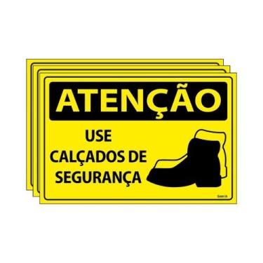 Imagem de Combo 3 Placas De Sinalização Atenção Use Calçados De Segurança 30x20 
