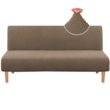 Imagem de H.VERSAILTEX Capa protetora elástica para futon sem braços para sofá-cama, com textura rica, alto elastano, tecido jacquard, tecido jacquard, lavável na máquina, Macchiato