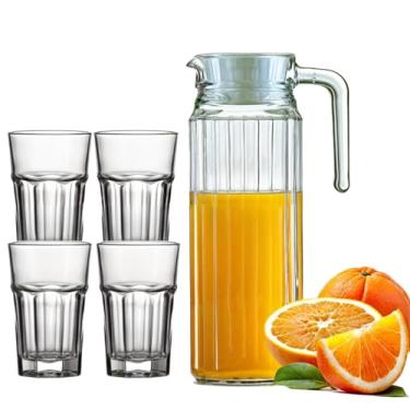 Imagem de Conjunto Jarra Suíça 1l Água e Suco + 4 Copos Bristol de Vidro 350ml - Cor: Transparente