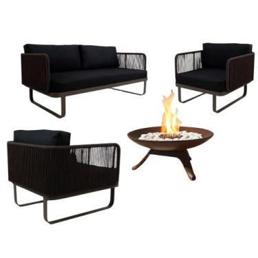Imagem de Conjunto de Sofá Fênix Corda Náutica com Lareira Área Externa Interna 