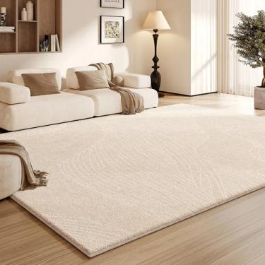 Imagem de Tapete decorativo para sala de estar, grande, estilo creme, para quarto, macio e fofo, para sala de estar, vestiário grosso (200x250 cm/J)