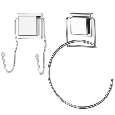 Imagem de Kit Toalheiro Argola + Gancho Duplo Com Ventosa Banheiro - Arthi Comer