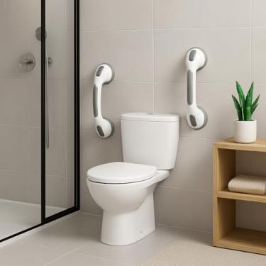 Imagem de Kit 2 Barras de Apoio com Ventosa - Segurança para Banheiro de Idosos e Crianças. Alça de Segurança para Box sem Furar a Parede