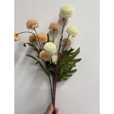 Imagem de trytuny Flores falsas de outono para vasos, mães Kiku de seda sintética, buquês florais de pompom artificial, centro de mesa, escritório, mesa de café, boho, decorações de casa, branco misto