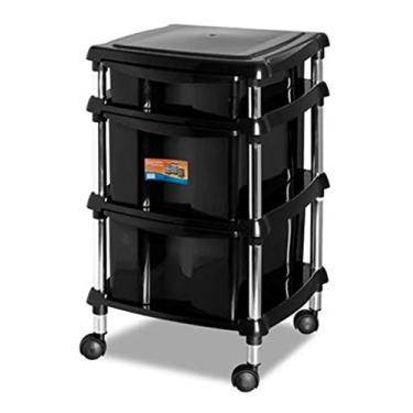 Imagem de Gaveteiro Organizador Com Rodas e 3 Gavetas Preto - Niquelart