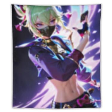 Imagem de LIEGBMEU Tapeçaria sexy de anime menina 127 x 152 cm arte de colcha de parede decoração de tapeçaria caprichosa AF125